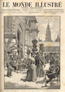 Exposition Universelle 1889 - Soldats indigènes devant le Pavillon Colonial (Esplanade des Invalides). Couverture « Le Monde Illustré » du 01/06/1889