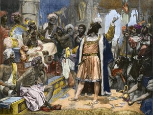 Vasco de Gama remet la lettre du roi Manuel du Portugal au Samorim de Calicut - d