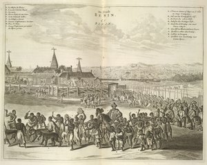 Vue du Bénin. Procession de natifs