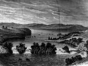 Vue du lac Victoria, Afrique. Gravure dans « Le Journal de la jeunesse » - Unknown artist