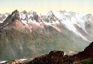 Vue du Mont Blanc : La chaîne du Mont Blanc vers 1890 - Unknown artist