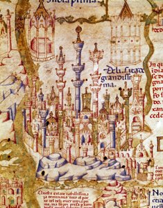 Vue de New Delhi en Inde (détail de la mappemonde de frère Maurus) - Unknown artist