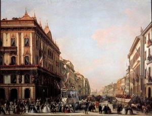 Vue de la rue Venezia avec char de carnaval, Milan - Unknown artist