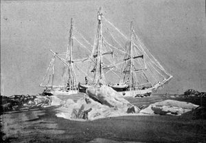 Vue du navire scientifique belge « Belgica » utilisé dans les expéditions antarctiques, pris dans la glace - Unknown artist