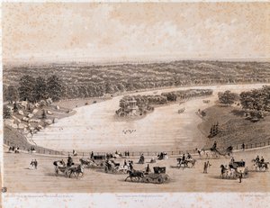 Vue du Bois de Boulogne à Paris. Lithographie de 1850. Collection privée - Unknown artist
