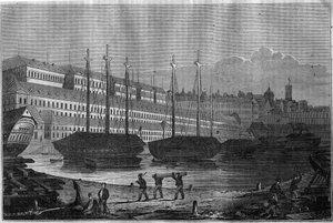 Vue des Corderies, du Bagne et de la tour de Saint-Louis à Brest. Dans « Le magasin pittoresque » 1835 - Unknown artist