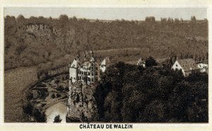 Vue du château de Walzin en Wallonie (Belgique) sur les rives de la Lesse. Chromolithographie de la fin du 19ème siècle - Unknown artist