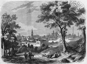 Vue de la ville de Bologne en Italie en 1860. - Unknown artist