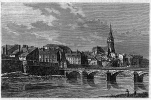Vue de la ville de Mézières à la fin du XIXe siècle. Gravure dans « le journal de la Jeunesse » de 1888. - Unknown artist