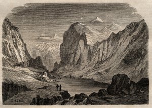 Vue du pays de Davos en Suisse au XIXe siècle - gravure dans « Dictionnaire populaire illustré » - 1864 - par Joseph Decembre et Edmond Allonier - Unknown artist