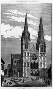 Vue de la façade de la cathédrale de Chartres (28) - dans « Le magasin pittoresque », juillet 1836