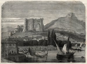Vue des forts de La Spezia en Italie. Gravure dans « L