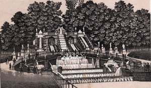 Vue de la grande cascade dans le parc de Saint-Cloud, France dans « Le Monde Illustré 168 vues » sans date (fin XIXe siècle) - Unknown artist