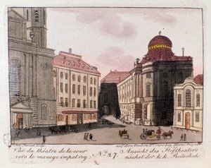 Vue du théâtre et de la cour vers le manège impérial à Vienne, Autriche. Gravure de 1815 Collection privée - Unknown artist