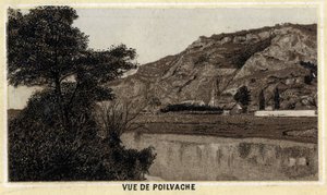 Vue du village de Poilvache, Vallée de la Meuse, Belgique. Chromolithographie de la fin du 19ème siècle. - Unknown artist