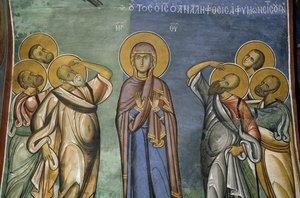 Vierge Marie parmi les élus, fresque (1192), Église Panayia Tou Araka (Église de Notre-Dame de Pois) (Liste du patrimoine mondial de l