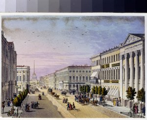 Vue de la perspective Nevsky et du pont de la police à Saint Petersbourg - Unknown artist