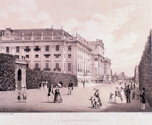 Promeneurs dans le parc du palais de Schönbrunn (Schoenbrunn) à Vienne. Autriche. Estampes du début du 19ème siècle Collection privée - Unknown artist