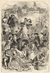 Personnages de Walter Scott - principaux personnages des romans de Walter Scott - gravure de 1871 - Unknown artist