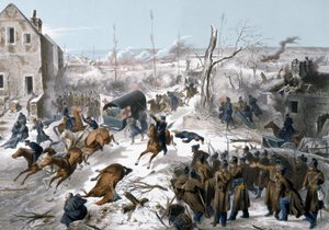 Guerre de 1870 entre la France et la Prusse : Croix-Rouge pendant la bataille de Bapaume dans le Pas-de-Calais les 2 et 3 janvier 1871, victoire de l