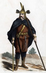 Guerrier, période des armes en bronze - dans « Les Costumes civil et militaires des Français à travers les siècles Paris F. Roy 1882 ».
