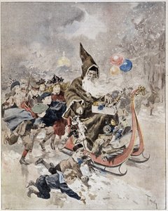 Aquarelle représentant le Père Noël. « Le Monde Illustré ». 21/12/1895. - Unknown artist