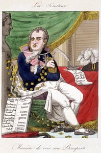 Vue sous Bonaparte : dépenses militaires - caricature - Unknown artist