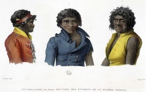 Sauvage près de la rivière Nepean, Port Jackson, Nouvelle-Hollande. Gravure du début du 19e siècle - Unknown artist