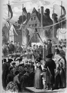 Wissembourg, Alsace, France 1869 : pose de la première pierre du temple israélite