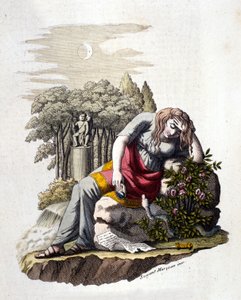 Jeune fille pleurant après avoir lu une lettre de son amant. - Unknown artist