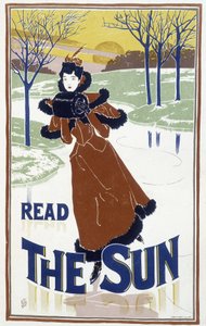 Jeune femme patinant - publicité pour le journal "The Sun" - Unknown artist