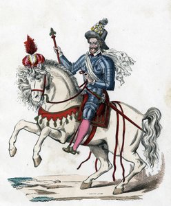 Portrait équestre du roi de France Henri IV en 1596 (1553-1610) - dans "Les Costumes civils et militaires des Français à travers les siècles Paris F. Roy 1882" - Unknown artist