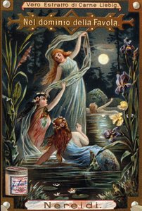 Représentation de néréides, nymphes marines. Chromolithographie du XIXe siècle - Unknown artist