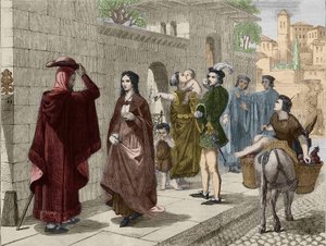 La première rencontre de Laure (Laura de Noves) - Unknown artist
