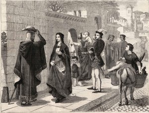 la première rencontre de Laure (Laura de Noves) - Unknown artist