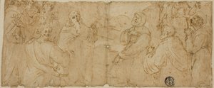 Saints franciscains en adoration - Unknown Florentine