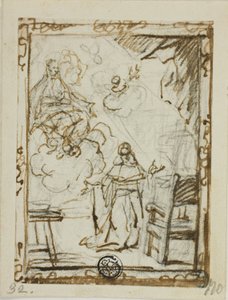Madone apparaissant à un saint agenouillé - Unknown Italian