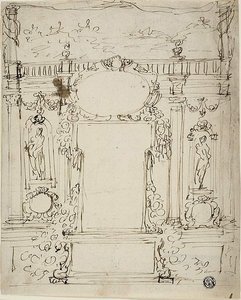 Miroir avec cartouche - Unknown Italian