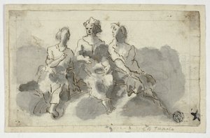 Trois personnages assis (recto) ; Homme assis de profil (verso)
