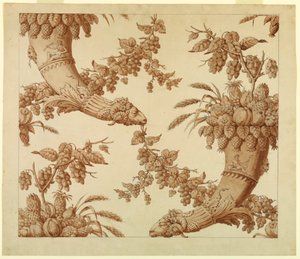 Dessin, caricature pour le damas de soie :, 1800-1815