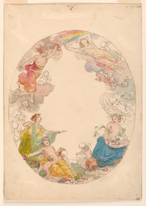 Dessin, peinture au plafond, "Les éléments", vers 1870