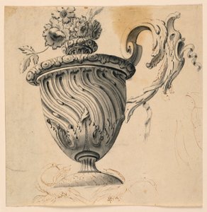 Dessin, peinture au plafond et vase à fleurs, vers 1725-50 - Unknown artistUnknown artist