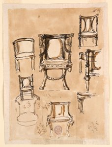 Dessin, chaises, 1780-1790