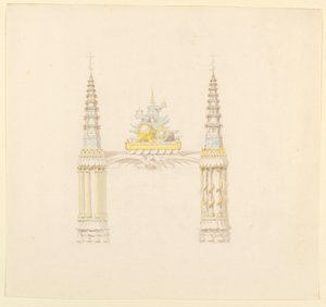 Dessin, cheminée, mur ouest de la salle de musique, vers 1820 - Unknown artistUnknown artist