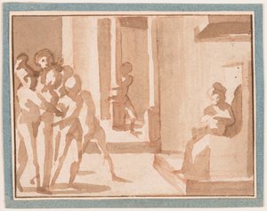Dessin, Le Christ devant Caïphe, 1550-1600 - Unknown artistUnknown artist