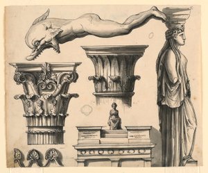 Dessin, détails architecturaux classiques et pseudo-classiques, vers 1840