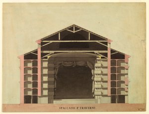 Dessin, projet de concours pour La Fenice, Venise : Coupe transversale, 1788 - Unknown artistUnknown artist