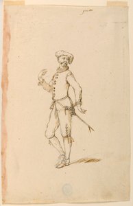 Dessin, création de costumes : Un capitaine pour un ballet, vers 1720 - Unknown artistUnknown artist