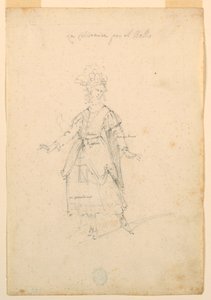 Dessin, création de costumes : Une chanteuse pour un ballet, vers 1720 - Unknown artistUnknown artist