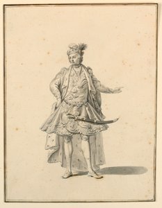 Dessin, conception des costumes : Prince persan, pour une production scénique conçue par Giuseppe Galli Bibiena, 1719 - Unknown artistUnknown artist